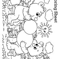 Bear Blowing Balloons Coloring Sheets