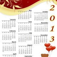 Bear with Heart Balloons 2013 Calendar