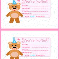 Beary Cute Pink Birthday Party Invitation