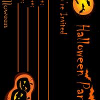 Black &amp; Orange Themed Halloween Party Invitation