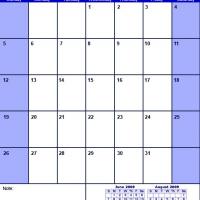 Blue July 2009 Calendar