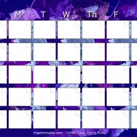 Blue Leaves Blank Monthly Calendar