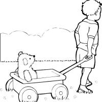 Boy Pulling Wagon Toy