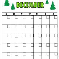 Christmas Tree For December Blank Calendar