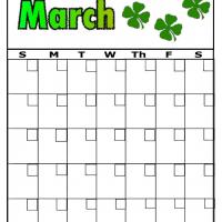 Clovers For March Blank Calendar
