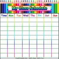 Colorful Crayon Class Schedule Chart