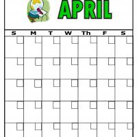 Earth And Pencil For April Blank Calendar
