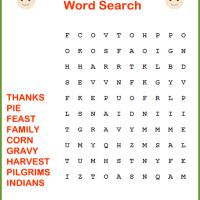 Easy Thanksgiving Word Search