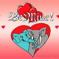 Elephants Themed Valentine Postcards