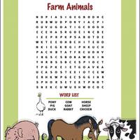 Farm Animals Word Search