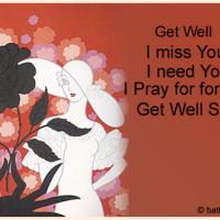 Get Well Postcard With Lady Image