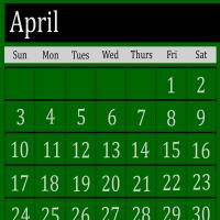Green April 2011 Calendar