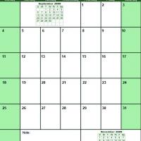 Green October 2009 Calendar