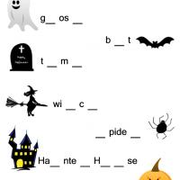 Halloween Complete the Word Worksheet