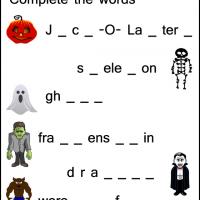 Halloween Complete the Words Worksheets