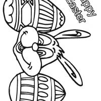 Happy Easter Bunny with Easter Eggs Coloring Sheet