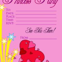 Hearts and Star Pink Princess Party Invitation
