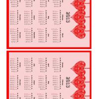 Hearts Mini 2013 Calendar