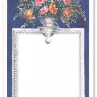 Indigo Floral Blank Card Invitation