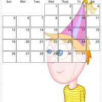 July 2009 Birthday Boy Calendar