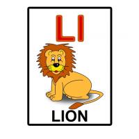 l is for lion flash card