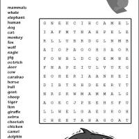 Mammals Word Search