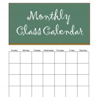 Monthly Class Calendar