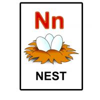N is for Nest Flash Card