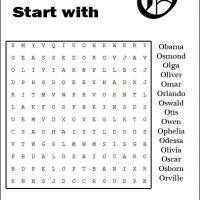 Names Starting With O Word Search