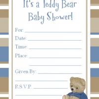 Navy Blue and Cocoa Bordered Baby Shower Invitation