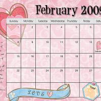 Pastel Colored February 2009 Calendar