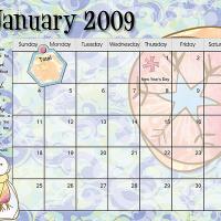 Pastel Colored January 2009 Calendar