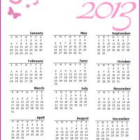 Pink Butterflies and Flowers 2013 Calendar