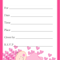 Pink Hearts Baby Shower Invitation
