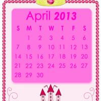 Pink Princess April 2013 Calendar