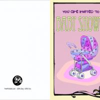 Pink Tiny Plaid and Polka Dots Blank Baby Shower Invitation