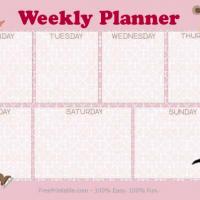 Pink Weekly Planner With Cartoon Images