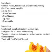 Pumpkin Pudding Pie Recipe Cards