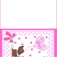 Puppy with Pink Balloon Baby Card