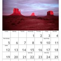 Red April Scenery Calendar
