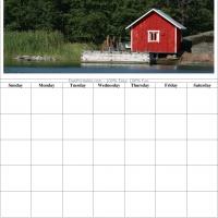 Red Cabin Blank Calendar