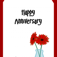 Red Flowers Anniversary Tag