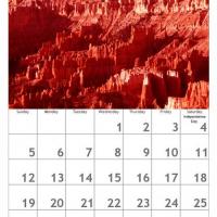Red July Scenery Calendar