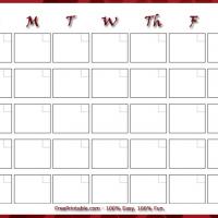 Simple Burgundy Bordered Blank Monthly Calendar