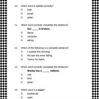 Spelling and Sentence Structure Worksheet
