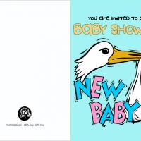 Stork Holding Baby Shower Invitation
