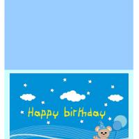 Teddy with Blue Balloons Birthday Card