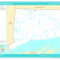 US Map- Connecticut Rivers and Lakes