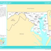 US Map- Maryland Counties with Selected Cities and Towns