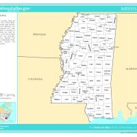 US Map- Mississippi Counties with Selected Cities and Towns